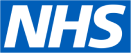 NHS logo in blue and white.
