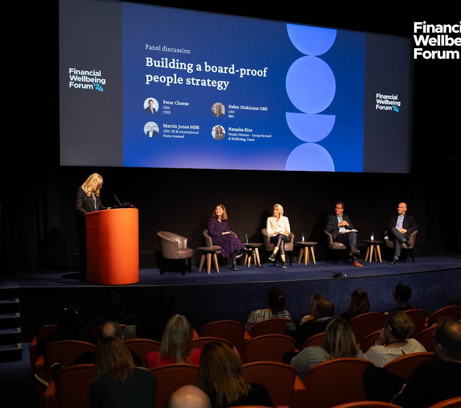 Panel discussion at the Financial Wellbeing Forum 24 on building a board-proof people strategy.  Speakers include leaders from CIPD, BIC, Home Instead, and Tesco.

