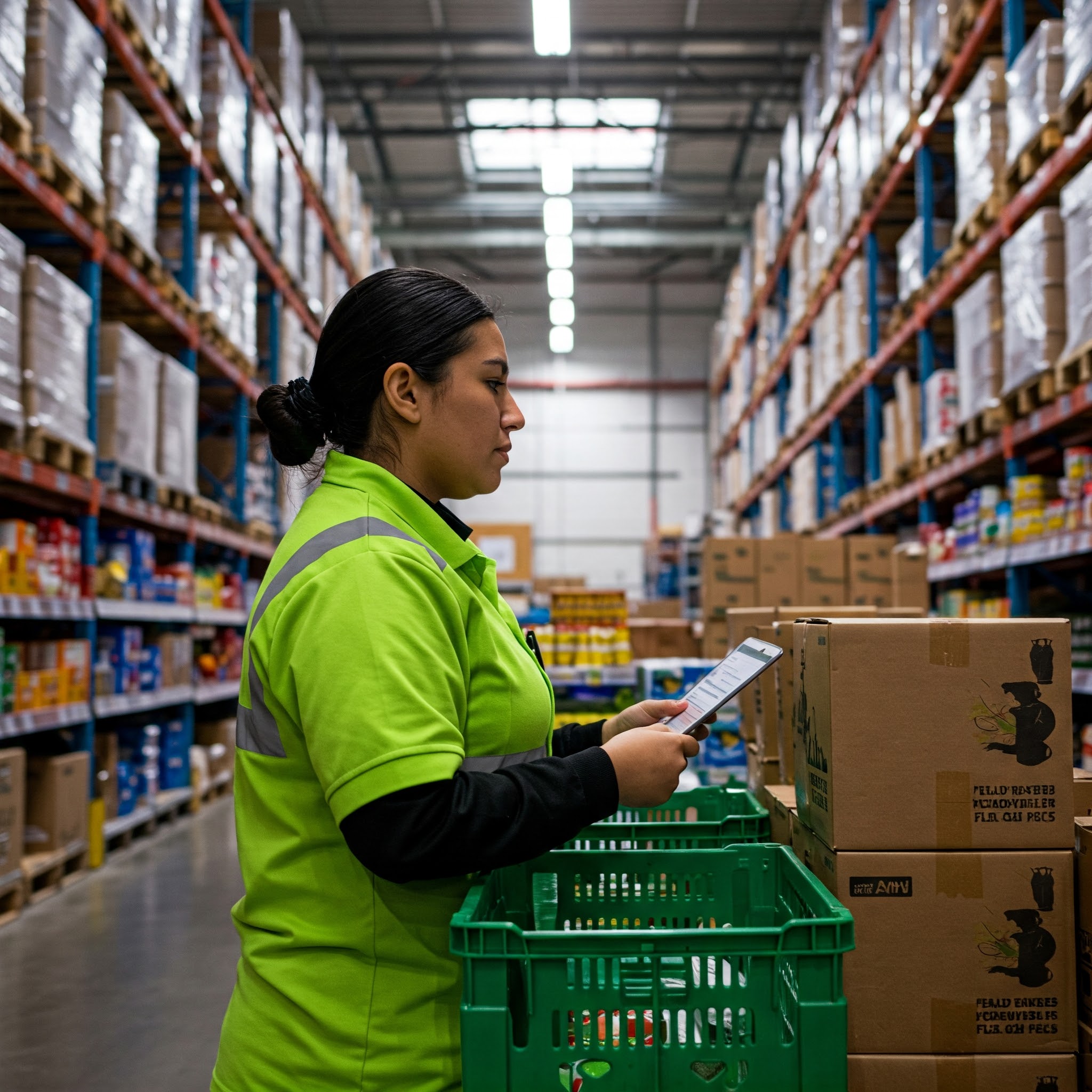 Supermarket worker in the stockroom
