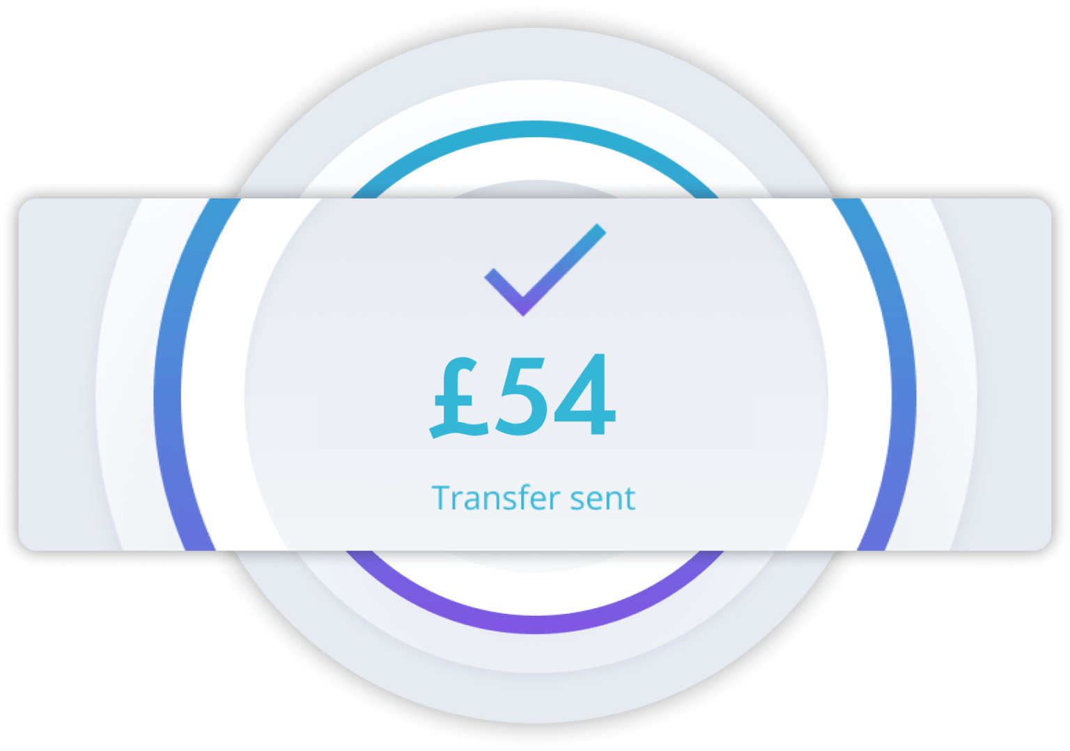 Confirmation graphic showing £54 transfer sent.
