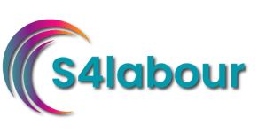 S4labour logo featuring a stylized wave design and teal text.
