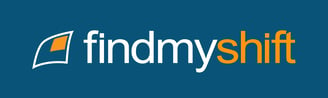 Findmyshift logo featuring a stylized page icon and text.
