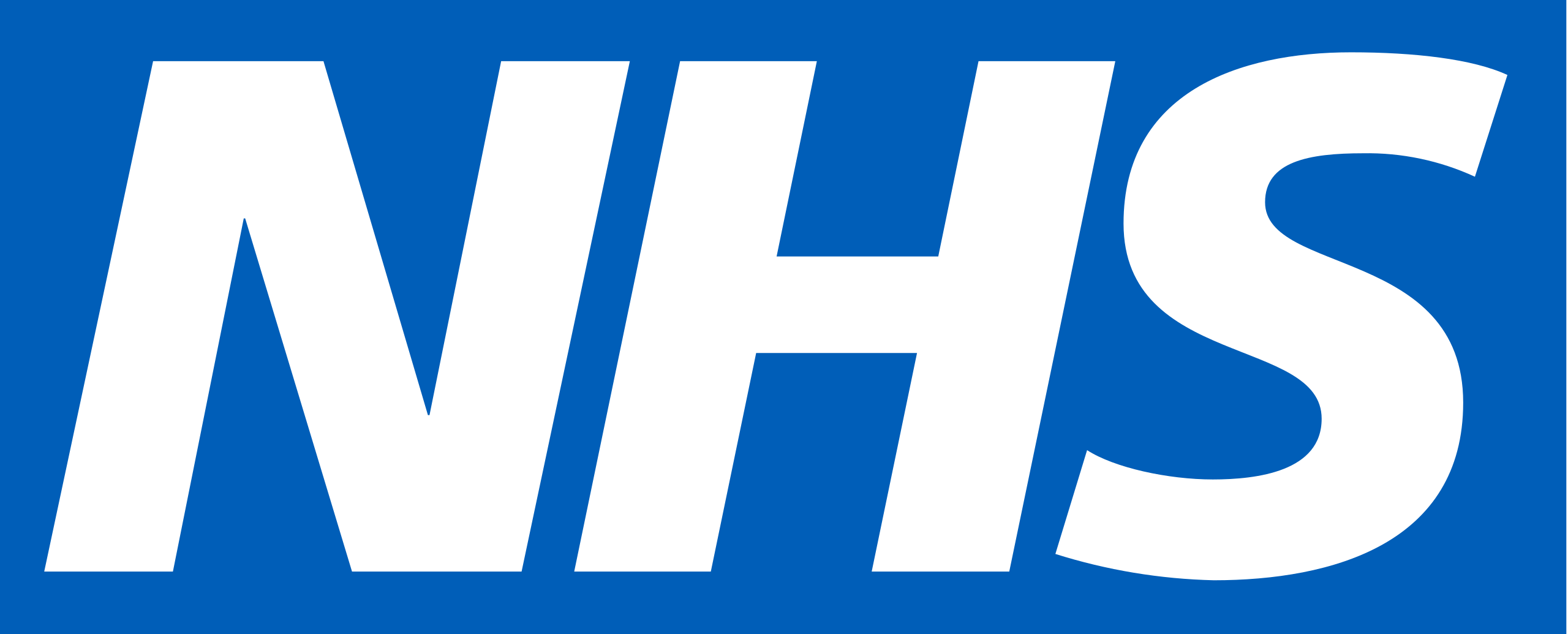 NHS logo: white lettering on a blue background.
