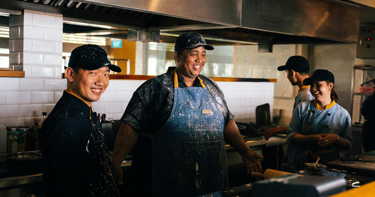 hospitality workers smiling at work