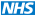 NHS logo in blue and white.
